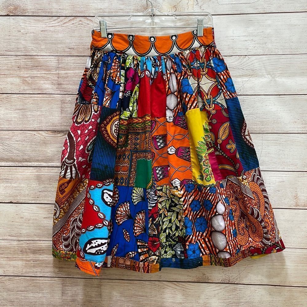 NEW WITHOUT TAGS GRASS‎ FIELDS THE AFRICAN SHOP PATCHWORK SKIRT